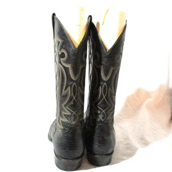 PANHANDLE SLIM Leather Western Cowboy Rocker Riding BOOT 10 BLACK Rider Buckaroo